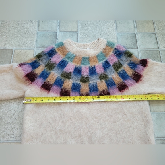 Madewell Brushed Checkerboard Fair Isle Sweater Size Small - Picture 5 of 7